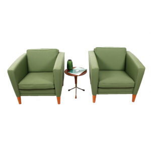 Pair of Green Danish Modern Embassy Lounge Chairs