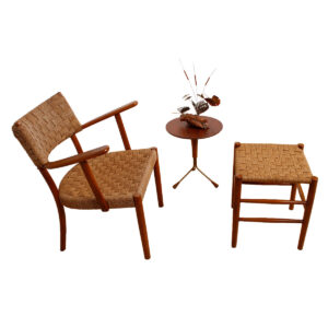 Rare Fritz Hansen 1930’s Woven Rope Chair & Ottoman