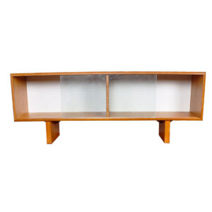 Low Danish Teak Sideboard / Hutch Top with Sliding Glass Doors