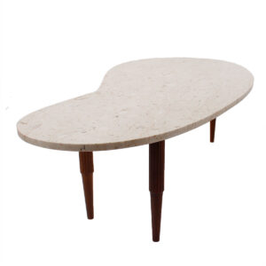 Kidney Shaped Coffee Table w/ Travertine Marble Top