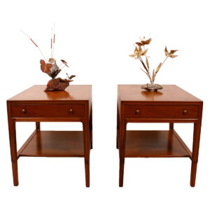 Janus Collection Pair of MCM Walnut End Tables / Night Stands