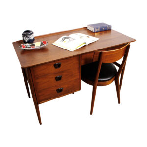 Compact Mid Century Walnut Desk w/ Raised Lip Edges