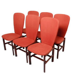 Set of 6 Red ‘Heart’ Chairs in Rosewood