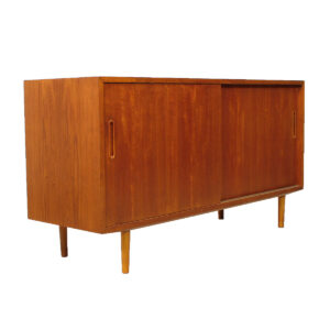 Condo Sized (54.5″) Danish Modern Teak Sideboard / Media Cabinet