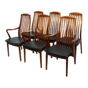 Set of 6 Danish Slatback Dining Chairs w/ New Upholstery