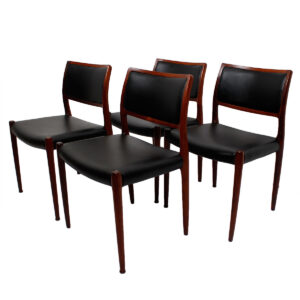 New Upholstery – Set of 4 Danish Rosewood Niels Moller #80 Dining Chairs