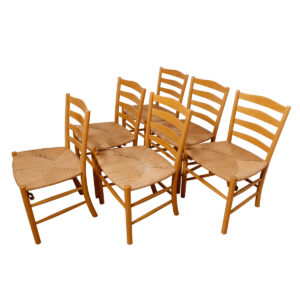 Kaare Klint’s ‘Church’ Chair – Set of 6 Danish Chairs w/ Cord Seats