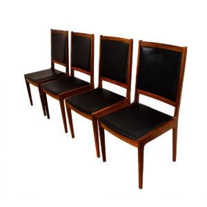 Set of 4 Danish Modern Rosewood Tall Back Formal Dining Chairs