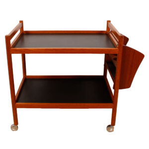 Danish Modern Teak Bar Cart w/ Removable Bottle Rack