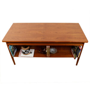 Flamed Teak Figuring Danish Modern Floating Top Desk