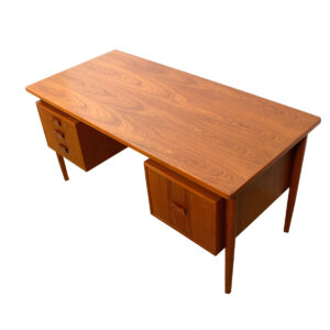 Flamed Teak Figuring Danish Modern Floating Top Desk