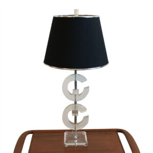 Chanel Style Decorator Lucite Table Lamp