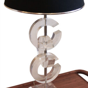 Chanel Style Decorator Lucite Table Lamp