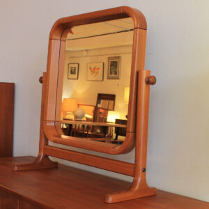 Petite Danish Modern Teak Cheval Table Mirror