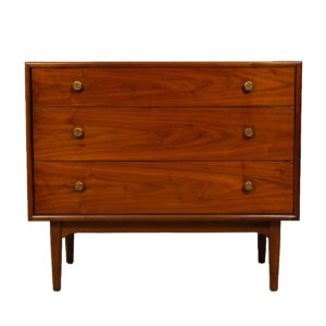 Mid Century Walnut Compact 3 Drawer Chest / Dresser by Drexel
