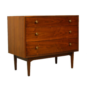 Mid Century Walnut Compact 3 Drawer Chest / Dresser by Drexel