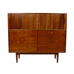 Rare Walnut Tambour Door Chest by Drexel Declaration