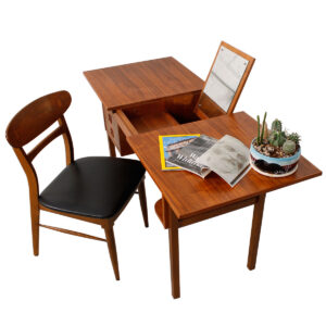 Petite Danish Modern Walnut Vanity / Secretary Desk