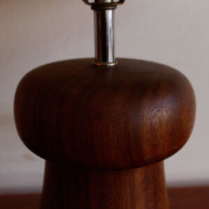 Petite Danish Modern Turned Teak Table Lamp