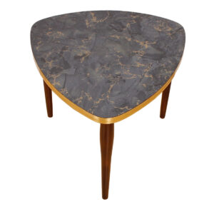 Triangular Brass Trimmed Accent Table