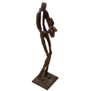 Tall Metal Jazz Saxophone Player Vintage Sculpture