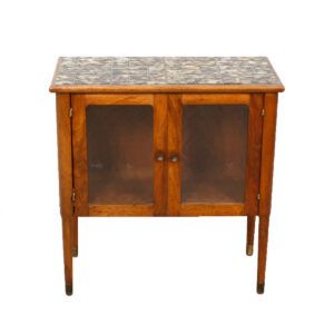 Petite Decorative Tile & Walnut Storage / Bar Cabinet with Glass