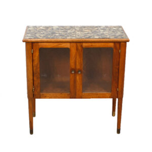 Petite Decorative Tile & Walnut Storage / Bar Cabinet with Glass