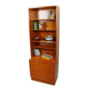 Slim 2-Piece Danish Teak Adjustable Display / Storage Unit