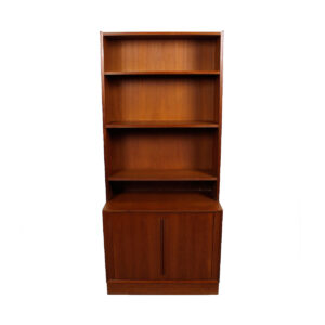 Compact 2-Piece Danish Teak Storage / Display Unit w/ Tambour Door Cabinet