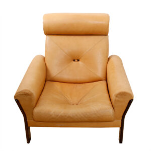 Rare Rosewood & Leather Tall Back Lounge Chair by Komfort, Denmark