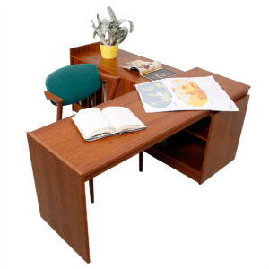 Expanding Teak Multifunctional Modern Media / Storage Cabinet / Desk