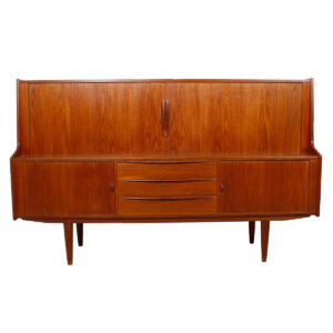 Danish Modern Teak Tambour Door Highboard by Faarup, Denmark