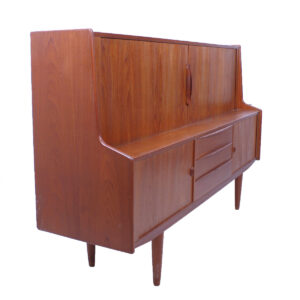 Danish Modern Teak Tambour Door Highboard by Faarup, Denmark