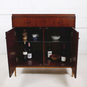 Vintage Bar Cabinet w/ Adjustable Glass Shelves