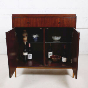 Vintage Bar Cabinet w/ Adjustable Glass Shelves