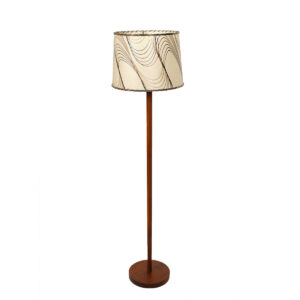 Mid Century Walnut Floor Lamp w/ Vintage Fiberglass Shade