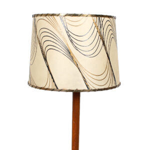 Mid Century Walnut Floor Lamp w/ Vintage Fiberglass Shade