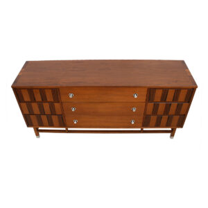 George Nelson Style Walnut Dresser w/ ‘Radio Knob’ Pulls & Rosewood Accents