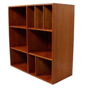 Danish Modern Teak Compact Low Bookcase w/ Adjustable Shelves