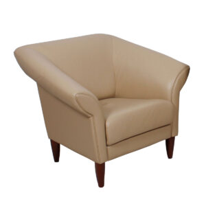 Modern Pair of Leather Lounge / Club Chairs