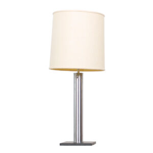 Slate & Brushed Nickel Column Form Pair of Table Lamps by Nessen Studios NY