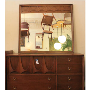 Mid Century Modern Large Walnut Brasilia Landscape Mirror