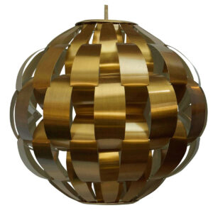 Lightolier Large Brass ‘Ribbon’ Pendant Chandelier