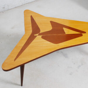 Italian Mid Century Arrowhead-shaped Coffee Table with Inlay