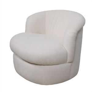 Pair of Kagan Style Upholstered Swivel Lounge Chairs