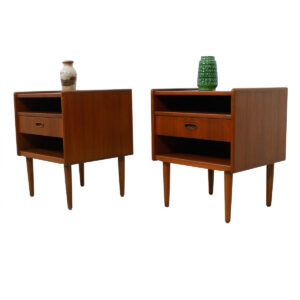 Rare Pair of Teak Danish Modern Night Stands — Accent Tables by Falster