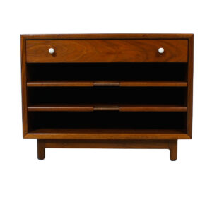 Drexel Walnut Magazine Table w/ Sliding Shelves