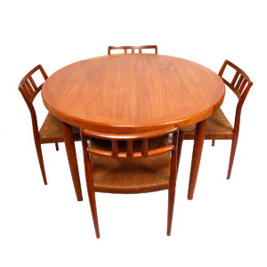 Expanding Round to Oval Continuous-Grain Danish Teak Dining Table + Custom Pads!