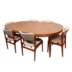 Expanding Round to Oval Continuous-Grain Danish Teak Dining Table + Custom Pads!