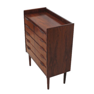 Petite Danish Rosewood 5 Drawer Hallway Chest / Compact Dresser